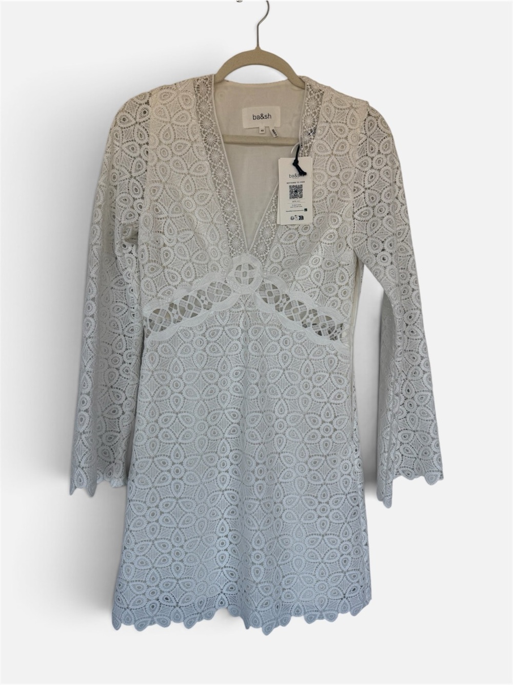 NWT ba&sh White Lace V-Neck Mini Dress